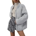 thumbnail image 6 of Sedceaty Women Stand Collar Quilted Jackets, Long Sleeve Solid Color Full Zip Padded Jackets, 6 of 9
