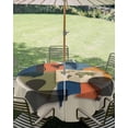 thumbnail image 3 of Outdoor Tablecloth with Umbrella Hole Zipper Travel Adventure Round Tablecloth 54" Waterproof Outside Table Cloth Modern Maps Luggage Hot Balloons Patio Table Cover Tablecloths for Picnic Party, 3 of 8