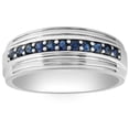 thumbnail image 4 of Pompeii 5/8Ct Blue Sapphire Band Men's Wedding Ring in White, Yellow, or Rose Gold (,), 4 of 6