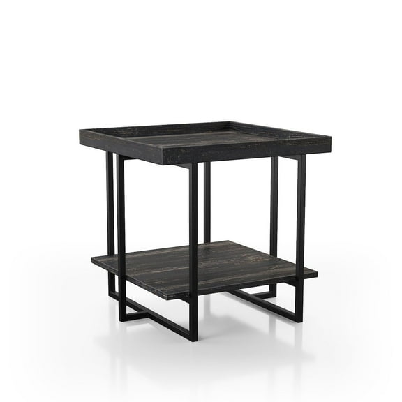 Furniture of America Prakers Industrial Wood 1-Shelf End Table in Black