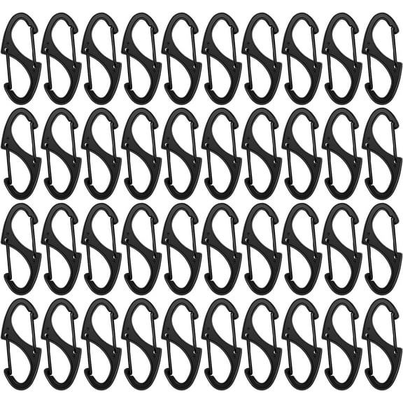 Lsupdaol 40 Pcs Small Carabiner Clips 1.6 Inch Double Sided Gate Snap Hooks Key Clips for Keychains Accessories Camping Fishing Hiking(Black)