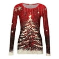 thumbnail image 5 of Christmas Graphic T-Shirt for Women Long Sleeve - Soft Slim Fit Crewneck Top, Cute Holiday Print Casual Tee, 5 of 7