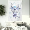 thumbnail image 3 of Fish Tapestry, Naughty Cat with Fish in Striped T-shirt Anchor Pendant and Nautical Maritime Sign, Wall Hanging for Bedroom Living Room Dorm Decor, 40W X 60L Inches, Blue Grey, by Ambesonne, 3 of 5