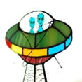 thumbnail image 6 of Eliaeconx Stained Glass Window Art - UFO Cow Design Hanging Panel for Door Decor (Multicolor), 6 of 9