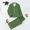 thumbnail image 2 of Kovlvoll Womens Pajama Sets Long Sleeve Button down Shirts with Wide Leg Pants Casual Comfy Sleepwear 2 Piece Outfits, 2 of 7