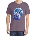 thumbnail image 2 of Wild Bobby, Wolf Howling at The Moon, Animal Lover, Garment-Dyed Washed Look Short Sleeve T-Shirt, Rosewood, Medium, 2 of 3
