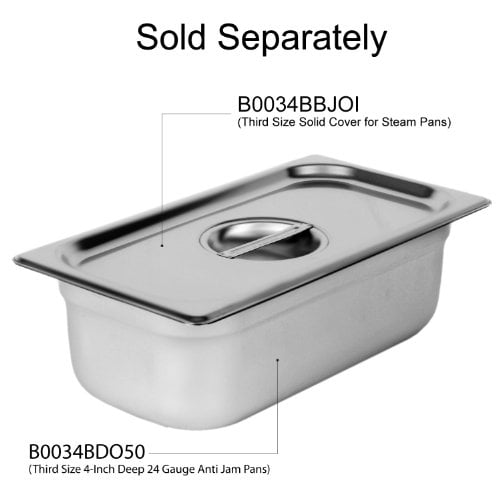 Excellante Third Size 4-Inch Deep 24 Gauge Anti Jam Pans