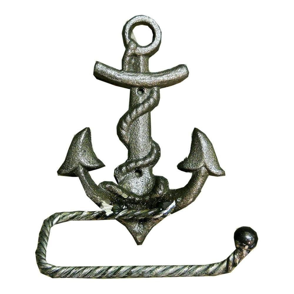 Anchor Toilet Paper Holder CAST IRON nautical decor navy surf beach