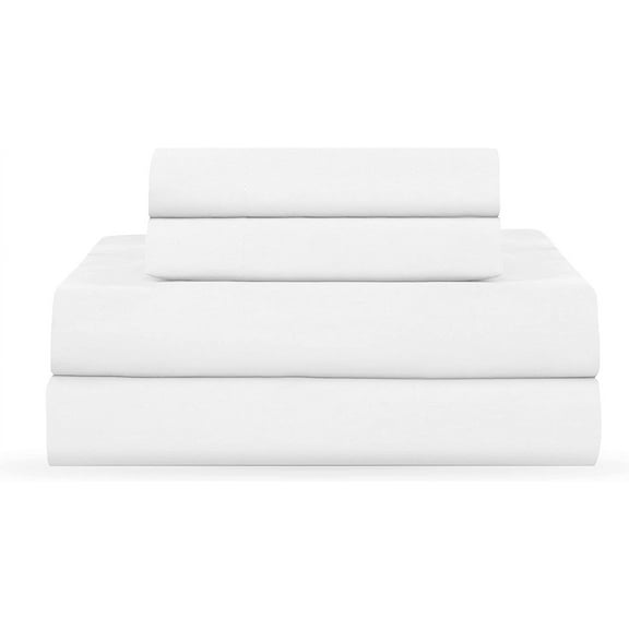 Martex 225 Thread Count Cotton Rich Bed Sheet Set – Soft Durable Wrinkle Resistant – 4-Piece King – White