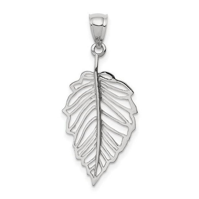 Quality Gold D4452 Pendentif Feuille Polie en Or Blanc 14K