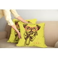 thumbnail image 2 of Ambesonne Pug Throw Pillow Cover 2 Pack, Intellectual Dog Glasses, 24", Yellow Pink, 2 of 7