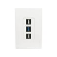 thumbnail image 3 of Tripp Lite Single-Gang 3-Port Universal Keystone Wall Plate, Cat5/6/6a, USB, HDMI, DisplayPort, RCA, White (N080-103), 3 of 4