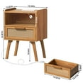 thumbnail image 2 of LELELINKY Nightstand with Charging Station, Farmhouse Nightstand with Drawer, Modern Bedside Table, Rattan End Table for Bedroom, Living Room, Tea Brown, 2 of 7