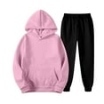 thumbnail image 5 of Hearthz Jogging Sets for Women 2 Piece Fleece Comfort Plain Oversized Oversized Sweatshirt Jogger Sweatpants Women's Matching Sweat Sets with Pockets, 5 of 6
