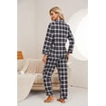 thumbnail image 2 of HEARTNICE 100% Cotton Pajama Set for Women, Button Down Plaid Sleepwear Long Sleeve Flannel Pajamas Set,(Navy-Army Geen Plaid,L), 2 of 5