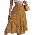thumbnail image 4 of Yunliwuli Women's A-line Midi Skirts Bohemian Floral Print High Waist Split Skirts Summer Long Skirts, 4 of 7