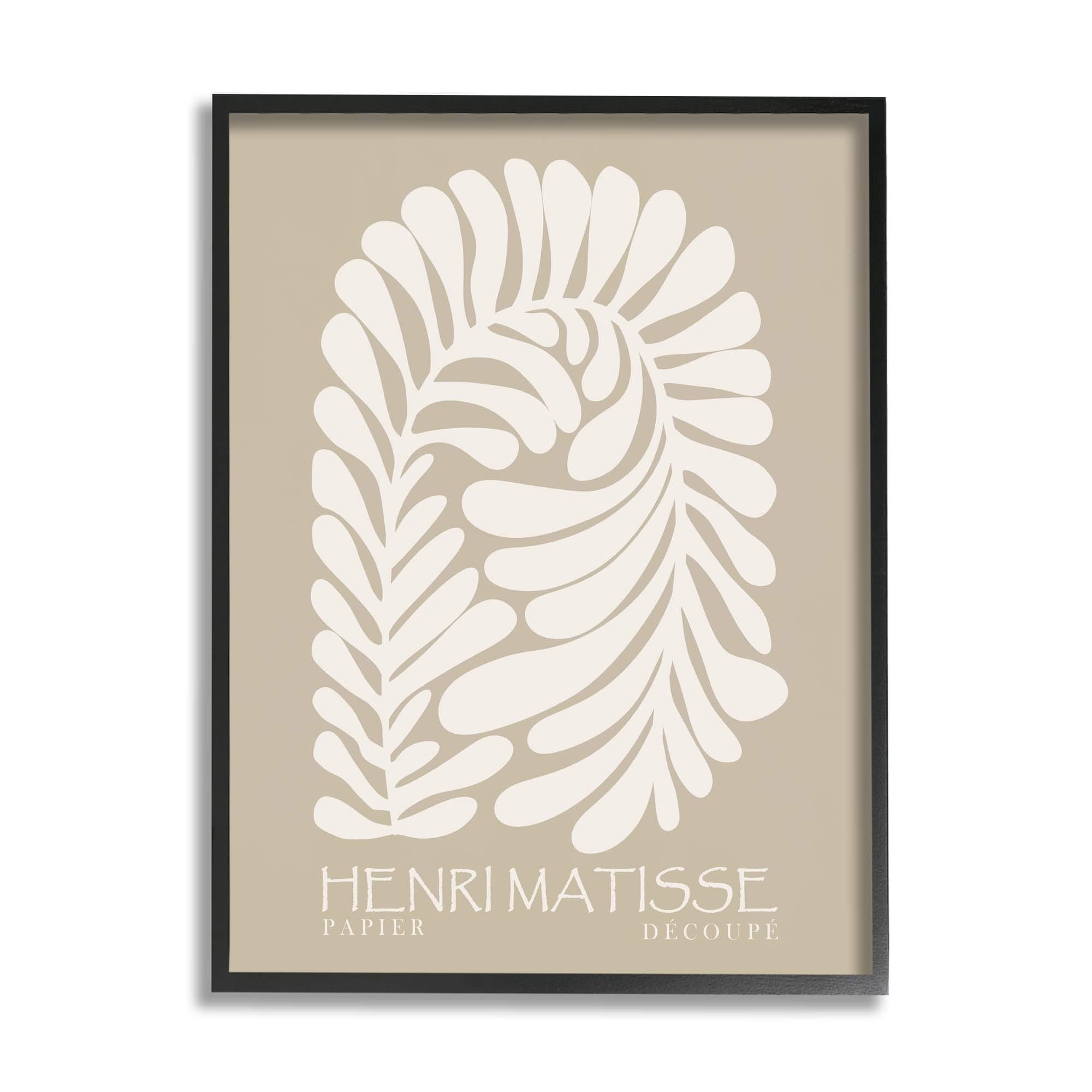 Stupell Industries Neutral Tones Botanical Leaf Pattern Matisse Text Framed Wall Art, 16 x 20, Design by Ros Ruseva