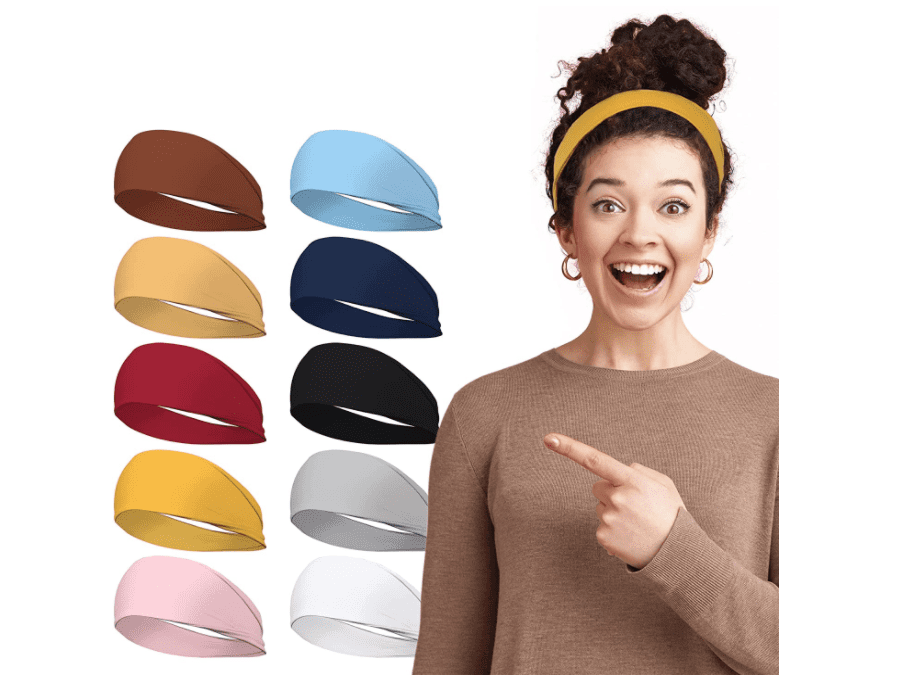 Topboutique Headbands for Women. 10Pack Head Bands, Soft Fabric Hair Bands for Women's Hair. Elastic Sweat Band for Women, Trendy Womens Headbands. - Boho Headbands for Exercise & Yoga.Random color