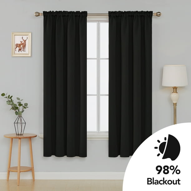 Deconovo Black Blackout Curtains Rod Pocket Curtain Panels Room