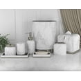 thumbnail image 2 of nu steel resin Misty Silver bathroom accessories set, 8 piece Luxury ensemble includes cotton container, soap dish, toothbrush holder, tumbler, soap pump, waste basket, boutique tissue, amenity tray, 2 of 2