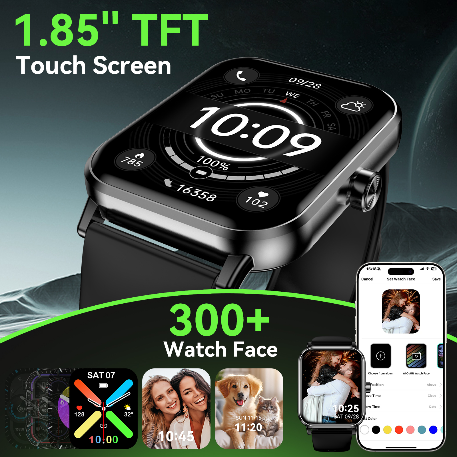 FPZMIU Smart Watch, 1.85" HD Touch Screen, 130+ Sport Modes photo 6