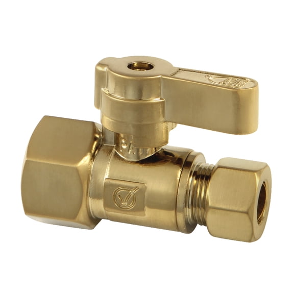 Kingston Brass KF4315BB 1/2-Inch FIP x 3/8-Inch O.D. Comp Quarter-Turn Straight Shut-Off Valve in Brushed Brass