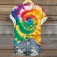 thumbnail image 3 of VBTAPA Tie Dye T-Shirt for Women Funny Contrast Color Short Sleeve Tops Summer Casual Loose T Shirts Round Neck Soft Comfy Tee Flash Sales Multicolor XL, 3 of 5