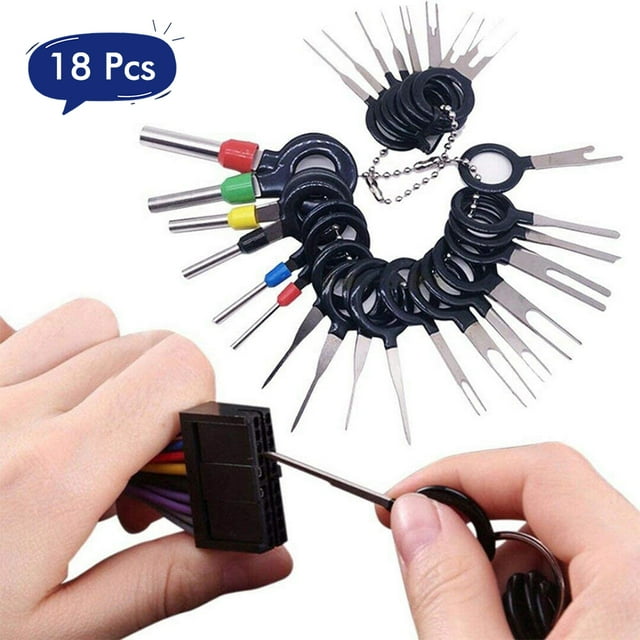 18 Pcs Outils de Réparation de Borne de Voiture Connecteurs de Câblage Extracteurs de Broche en Acier Inoxydable Outil de Démontage