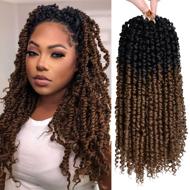 NAYOO Passion Twist Hair - 8 paquetes de 14 pulgadas Passion Twist Crochet Hair para mujeres Crochet Pretrenzado Cabello rizado Passion Twists Extensiones de cabello trenzado sintético (14 pulgadas 8