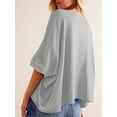 thumbnail image 3 of Women's Sleeve Crewneck T Shirts Loose Casual Summer Tops Comfy Basic Tees, 3 of 5