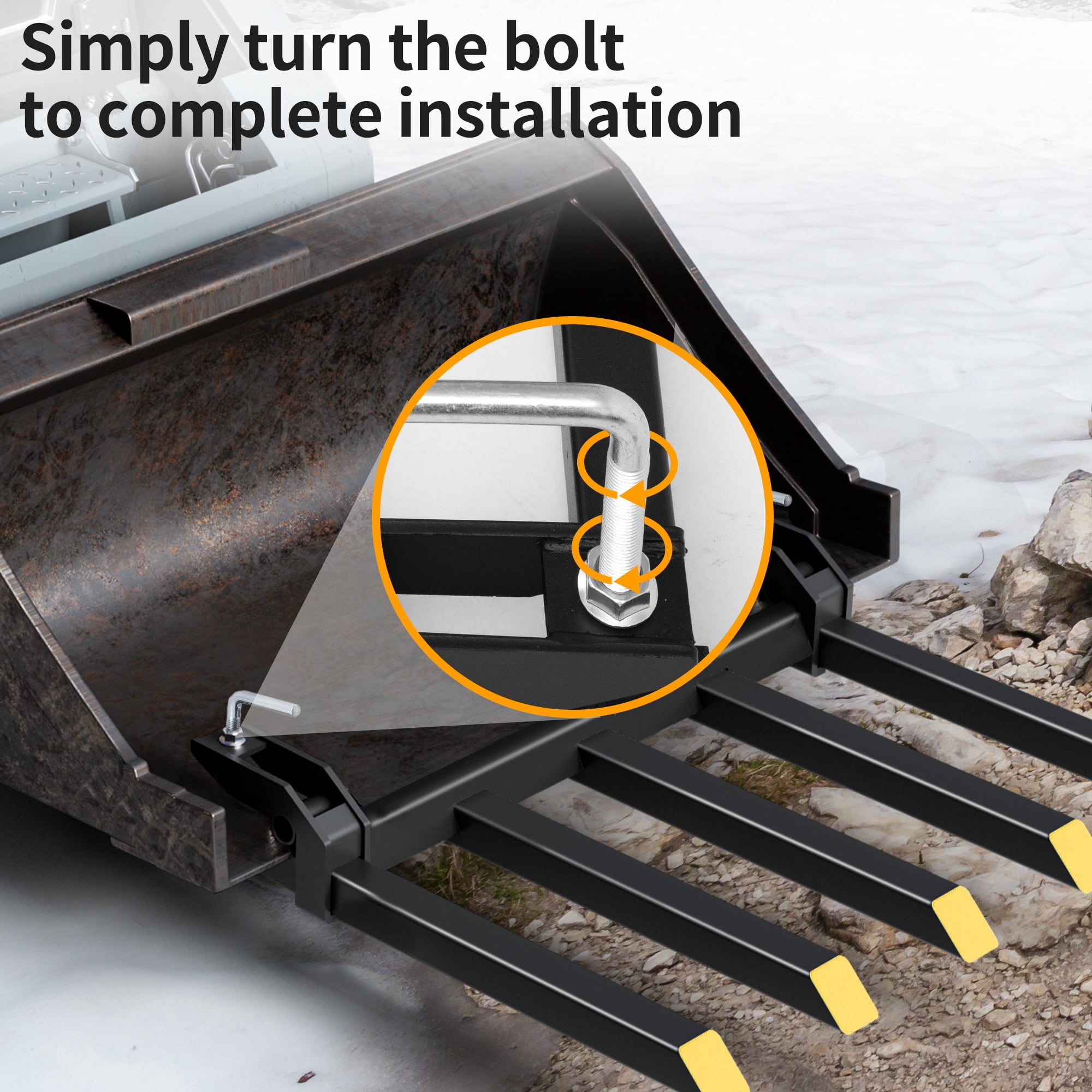 Dextrus Heavy Duty Clamp-on Pallet Forks 48 in 2500 lbs Capacity for Loader Bucket Skid Steer Tractor