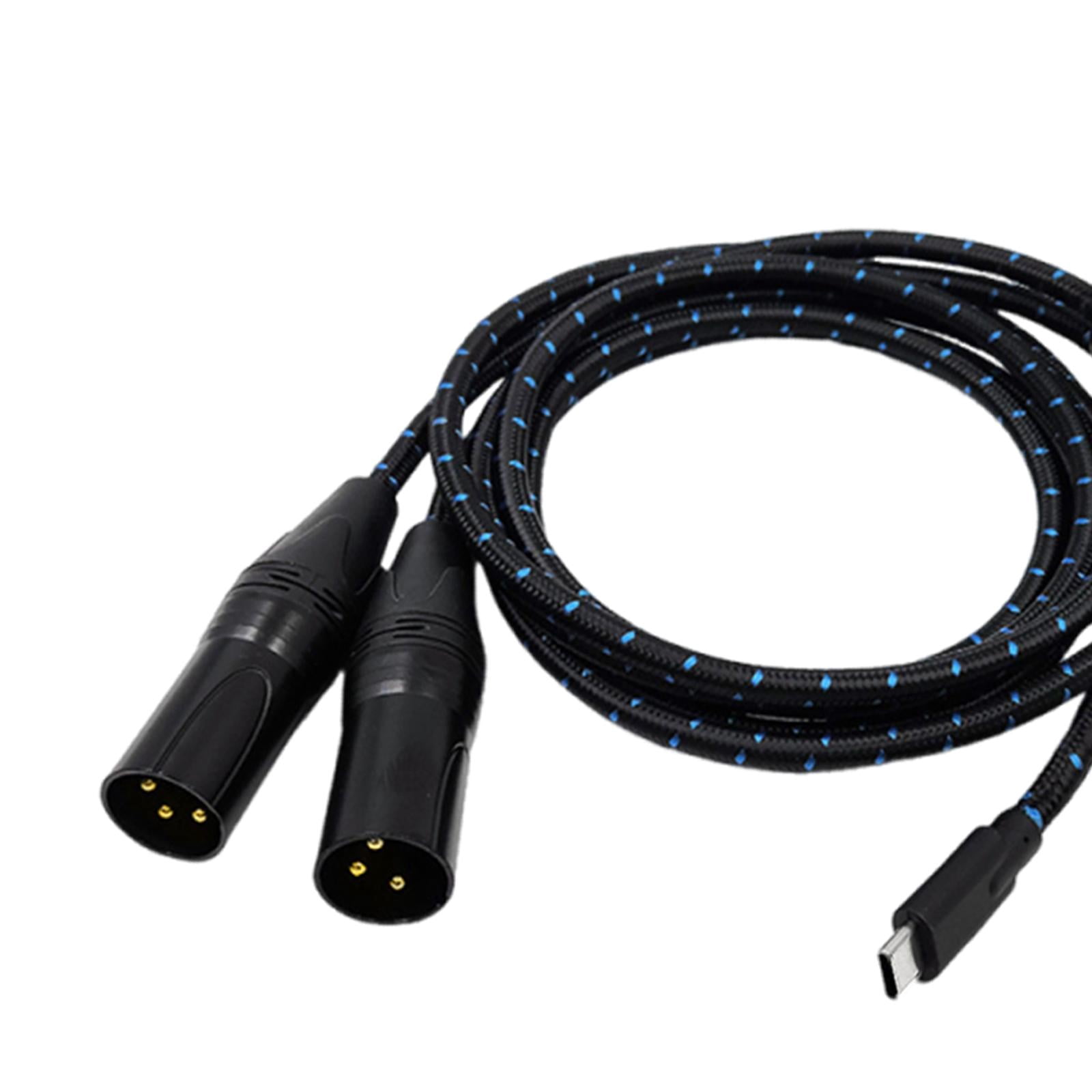 USB C to XLR Cable Audio Adapter Nylon Braided 2m for Podcasters Musicians Amplifier Setup