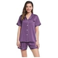 thumbnail image 5 of Cooling Pajamas Shorts Set Lightweight Button Down Women Summer Ultra Soft Stretchy Silk Sleepwear, 5 of 7