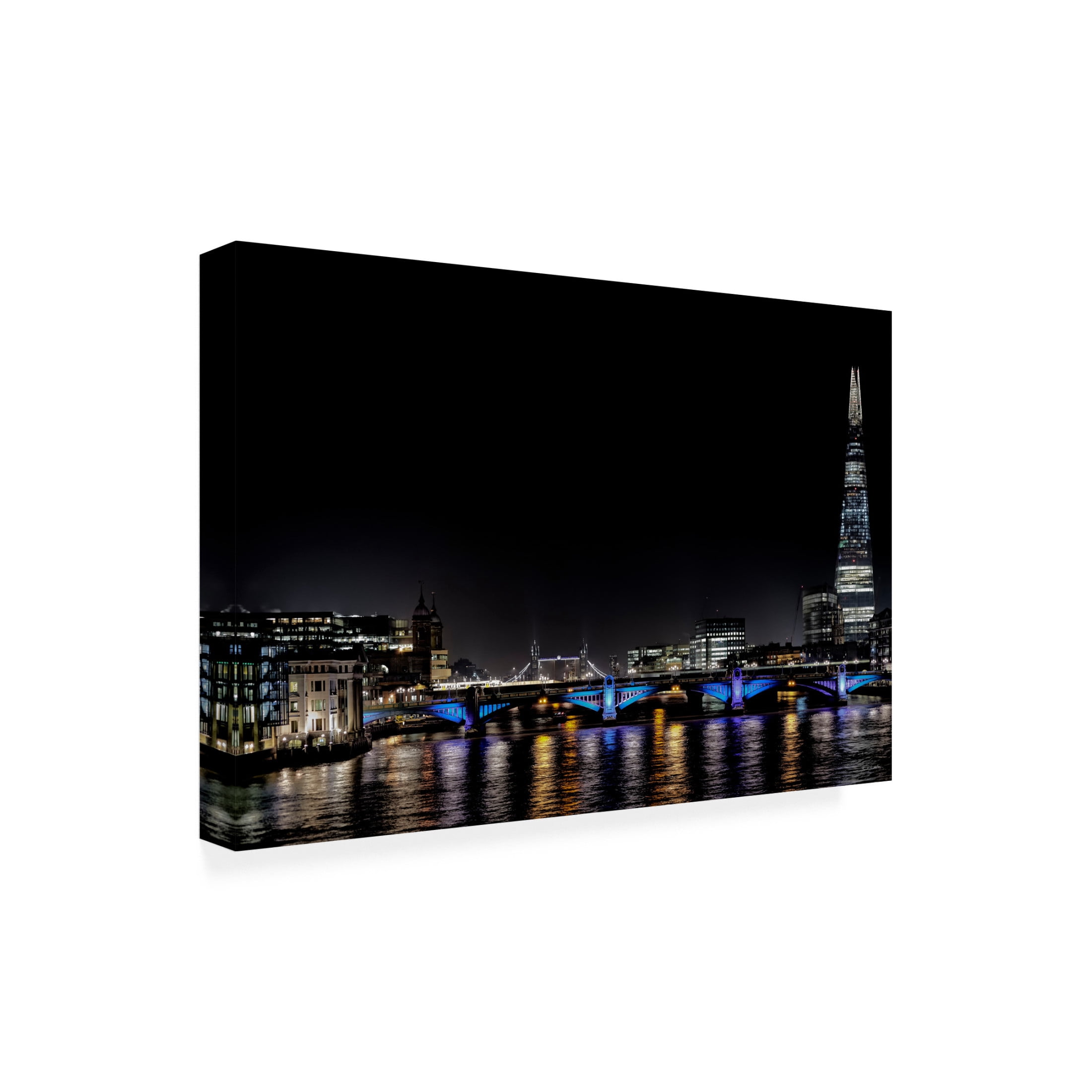 Canvas Wall Art - Kent Burkhardsmeier 'Night Lights' Wall Art for Living Room, Bedroom, or Office Décor by Trademark Fine Art - 47 x 30 Inches