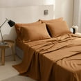 thumbnail image 5 of Simple&Opulence 100% Linen Sheet Set Solid Color- 6 Pcs Washed French Flax Bed Sheets (1 Flat Sheet, 1 Fitted Sheet, 4 Pillowcases) - Breathable Home Collection (Basic Rust, Queen), 5 of 8