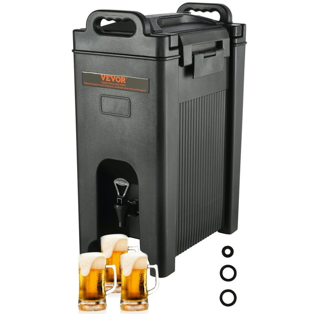 VEVOR Dispensador de bebidas aislado, 5 galones, servidor de bebidas frías y calientes LDPE de grado alimenticio, enfriador dispensador de bebidas termicas con mango de grifo de dos etapas de capa