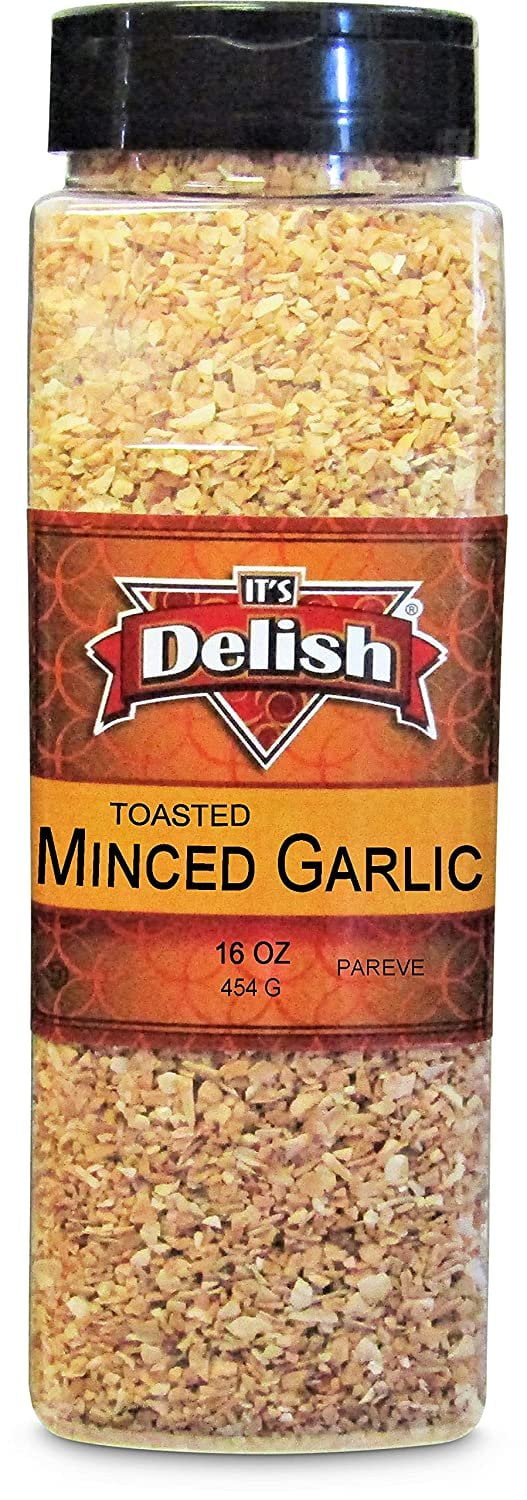 Toasted Minced Garlic by Its Delish, 16 Oz Large Jar  Premium Fresh Dry Roasted Chopped Garlic for Cooking, Baking, Topping  No Preservatives, No Artificial Flavor Added, Certified Kosher