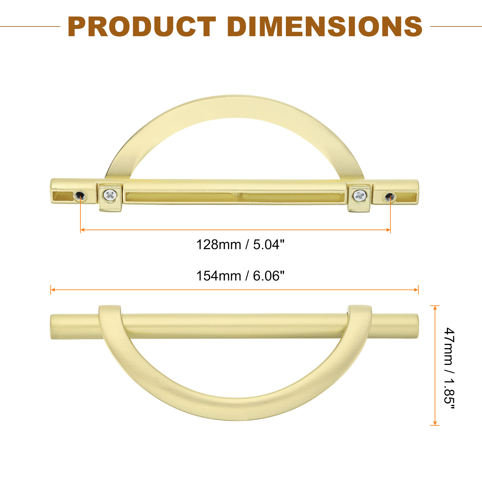 Uxcell 2Pcs 5.04 inch Kitchen Cabinet Handle with Screw Gold