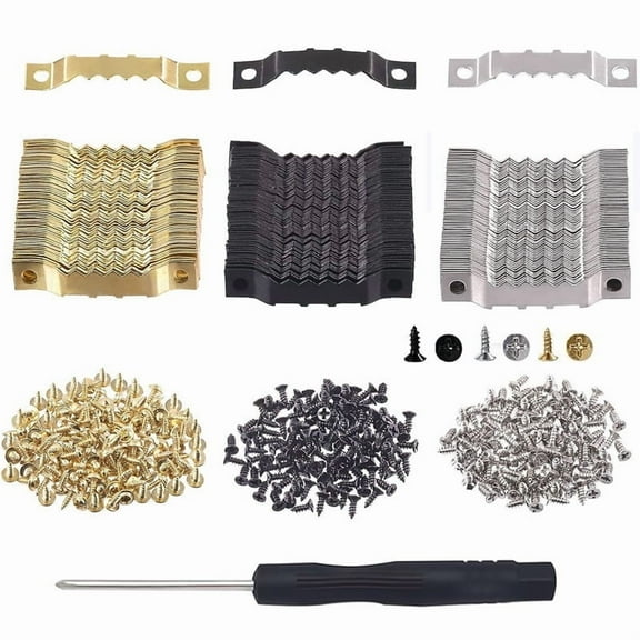 ZWHong 135 Pcs Sawtooth Picture Hangers Heavy Duty, 3 Colors Frame Hangers Canvas Hanger Hooks, Saw Toothed Picture Hanging Hardware Kit for Wall Painting Photo Artwork