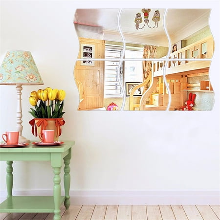 - ON CREARANCE 6PCS Flexible Self Adhesive 3D Mirror Wall Stickers Acrylic Vinyl DIY Art Mural Decoration for Bedroom Living Room Bathroom Home Decor