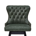 thumbnail image 3 of GTU Furniture 29-Inch Upholstered Bar Stools Set of 2, Swivel Bar Stools with Backs, Solid Rubber Wood Legs and Padded Seat & Back, Modern Upholstered Bar Chairs with Faux Leather (Green), 3 of 8