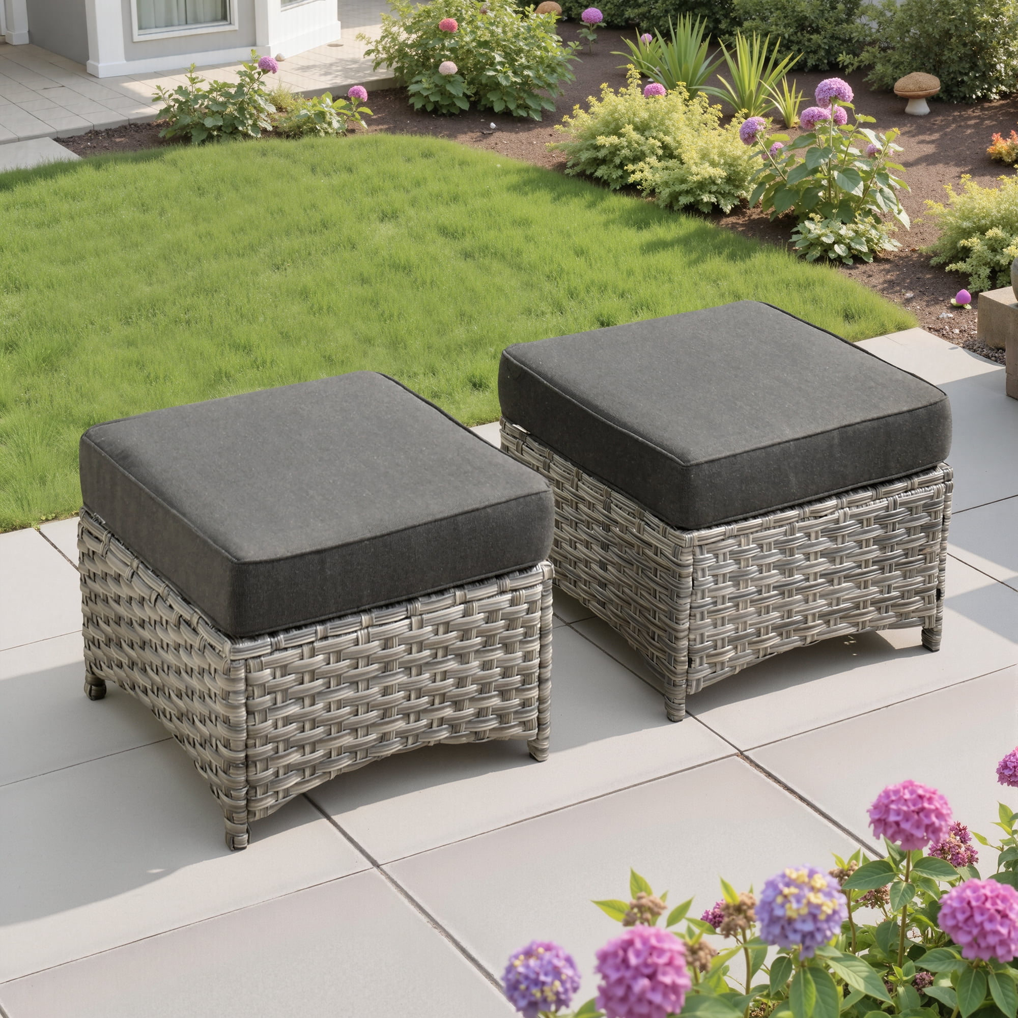 Ovios Patio Furniture Set 8 Pieces Patio Conversation Seating All-Weather Rattan Wicker Outdoor Sectionals with Swivel Rocking Chair for Backyard