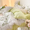 thumbnail image 1 of INS Princess Style Flower Bedding Set Duvet Cover With Ruffle Lace Bed Sheet Pillowcases Kawaii Girl Woman Bedroom Home Textiles, 1 of 7