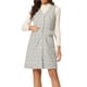 thumbnail image 1 of Vestido sin mangas a cuadros de tweed vintage con bolsillos delanteros y botones con cuello en V para mujer Blanco S, 1 of 6