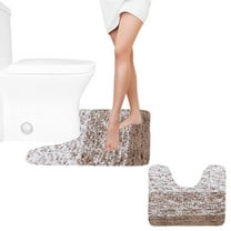 Soft Microfiber Plush Bath Mat - Includes U-Shaped Toilet Mat, Absorbent Non-Slip Design, Dark Color Hides Dirt, Machine Washable & Quick-Drying, Comfortable Underfoot,19.6*15.7in, Brown