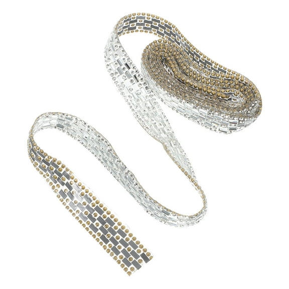 GOOHOCHY Rhinestone Strips Iron On Silver for Car and Shoes 1 Roll 39.4 x 0.6 x 0.1in