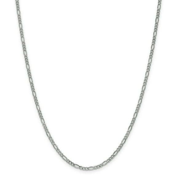 14k 2.5mm White Gold Semi-Solid Figaro Chain