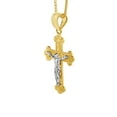 thumbnail image 3 of Precious Stars Jewelry 14k Two-tone Gold Jesus Crucifix Cross Pendant with 1-mm Box Chain (16-inch), 3 of 7