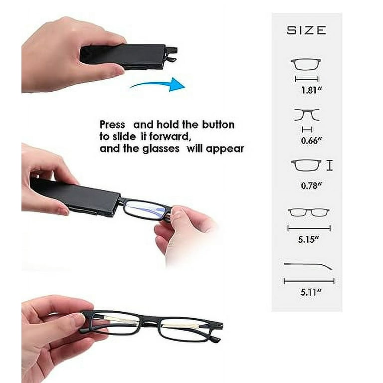 SKYOAK Ultra thin Lightweight Folding Reading Glasses Women Men TR90 Blue Light Blocking Anti UV Eyestrain Foldable Compact Computer Readers Portable