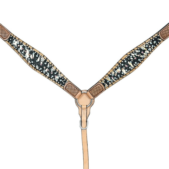 HILASON Western Horse Breast Collar American Hair-On Leather Tan
